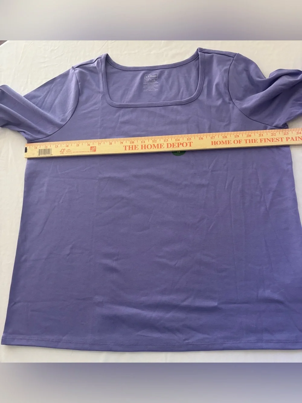 LL Bean Purple 100% Cotton Square Neck Top Women’s 1X New with Tags - Picture 7 of 13